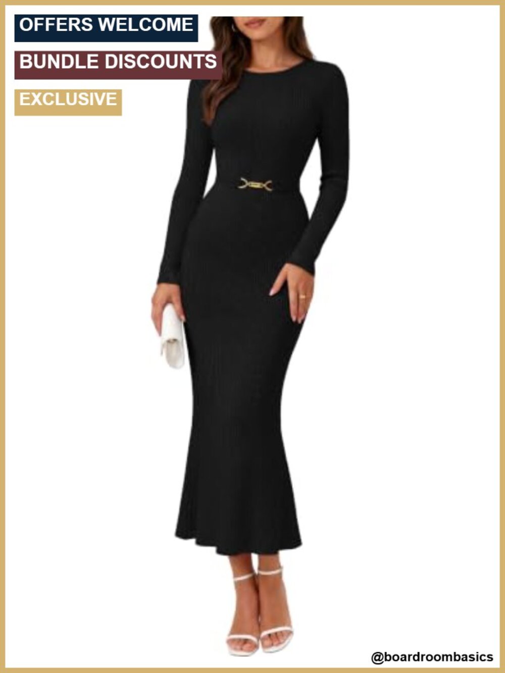 Long Sleeve Bodycon Sweater Dress Work Midi Self Tie